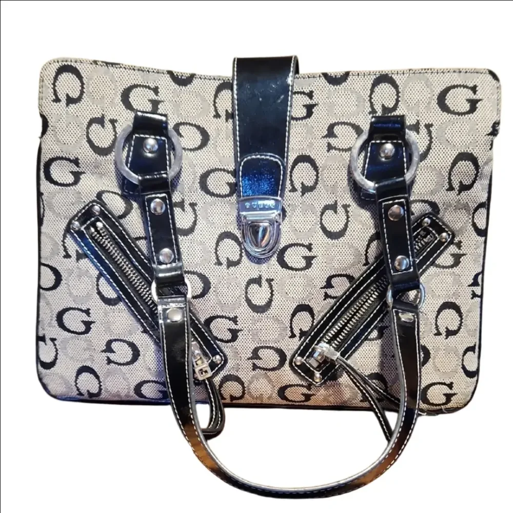 Guess G Print Double Handle Handbag Brown